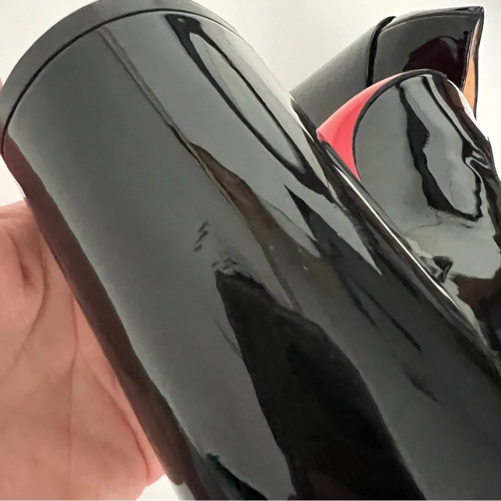 CHRISTIAN LOUBOUTIN | Miss Sab Black Patent Leather Block Heel Pumps 37.5 US 7.5 - Picture 12 of 16